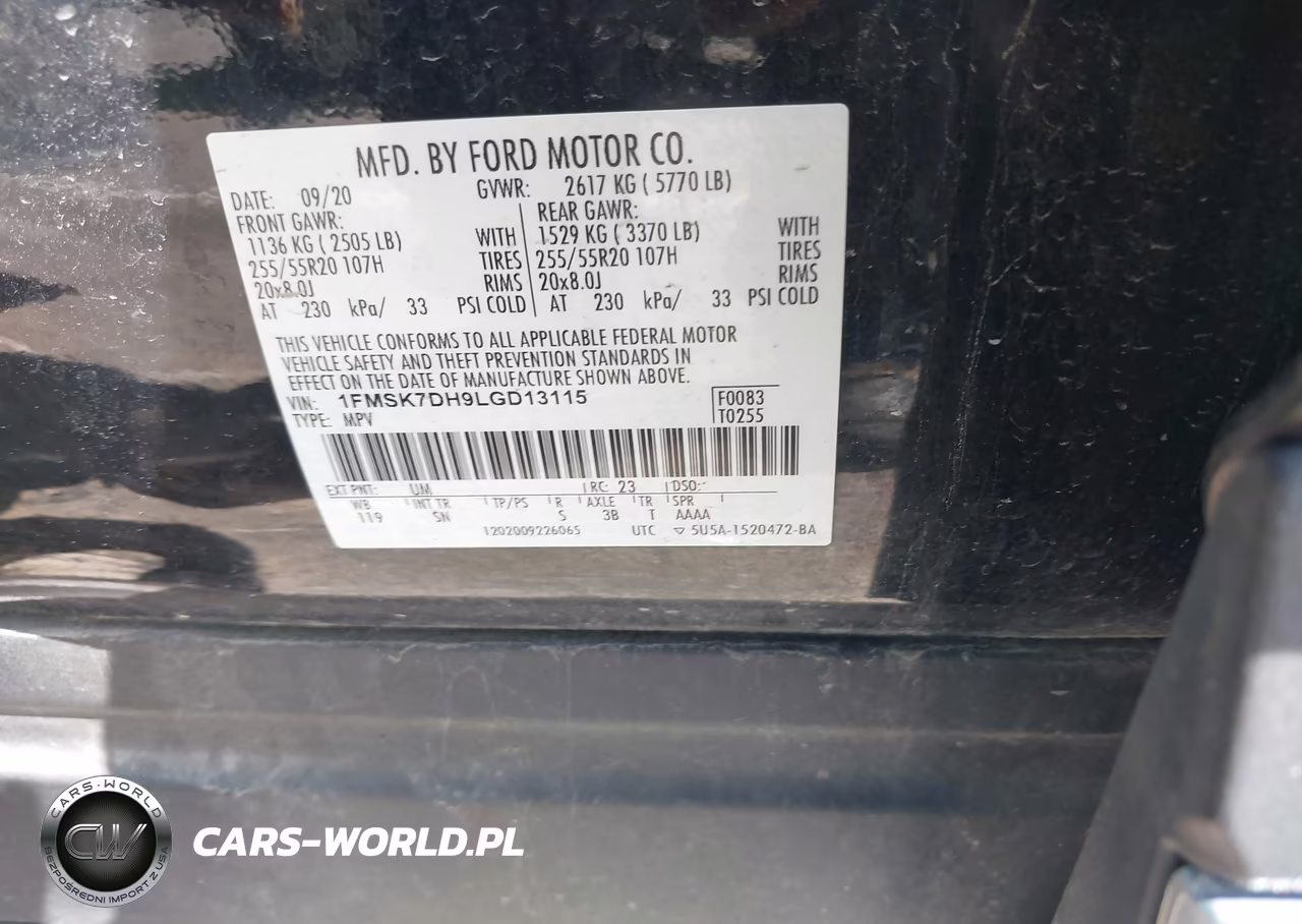 2020 Ford Explorer Xlt VIN:1FMSK7DH9LGD13115 - 9