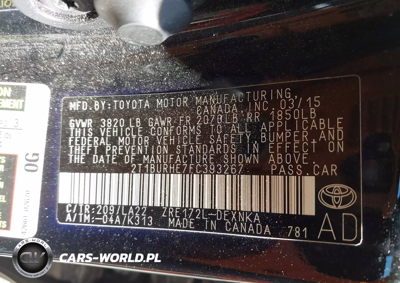 2015 Toyota Corolla VIN:2T1BURHE7FC393267 - 9