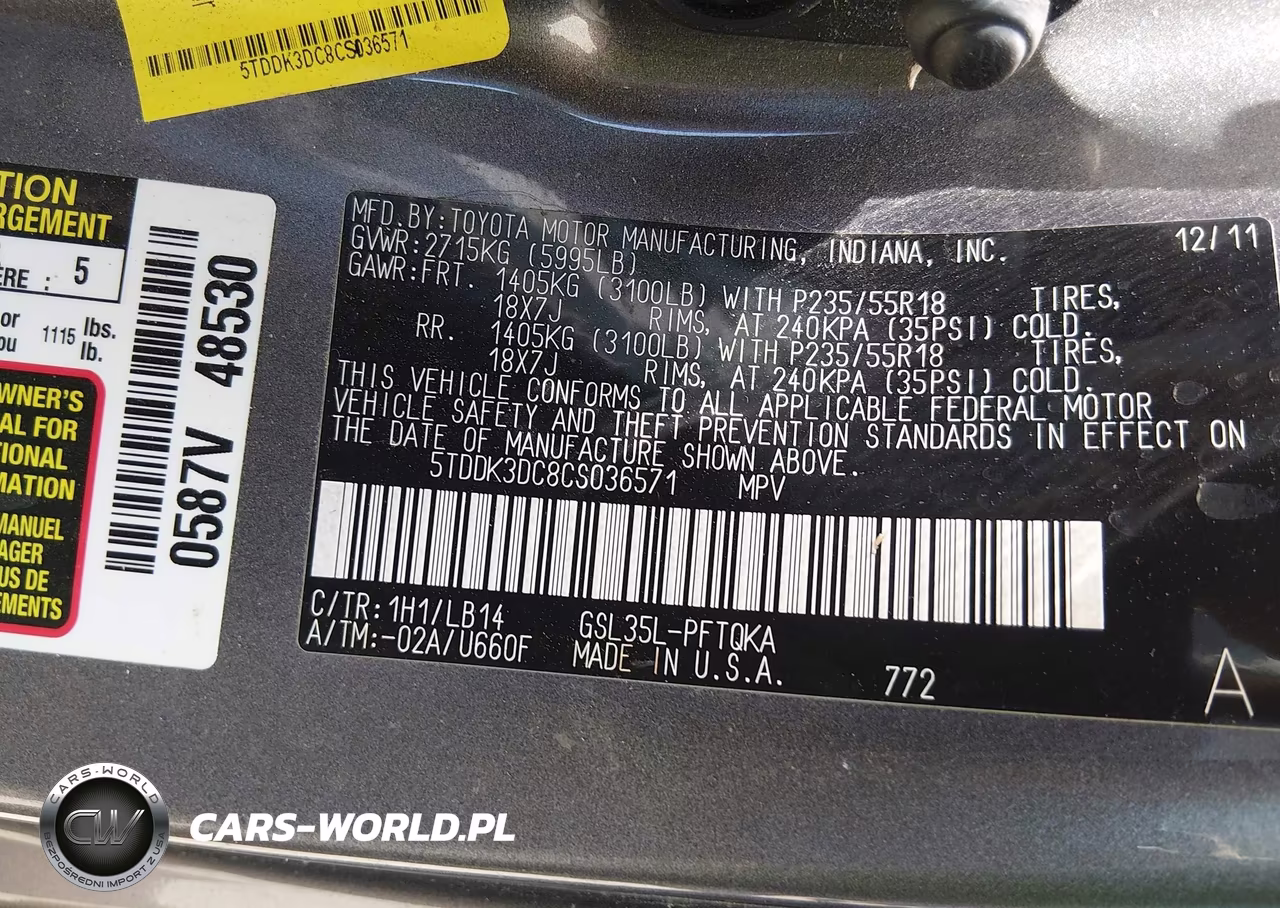 2012 Toyota Sienna Xle 7 Passenger VIN:5TDDK3DC8CS036571 - 9