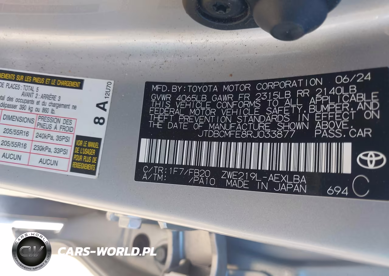 2024 Toyota Corolla Hybrid Le VIN:JTDBCMFE8RJ033877 - 9