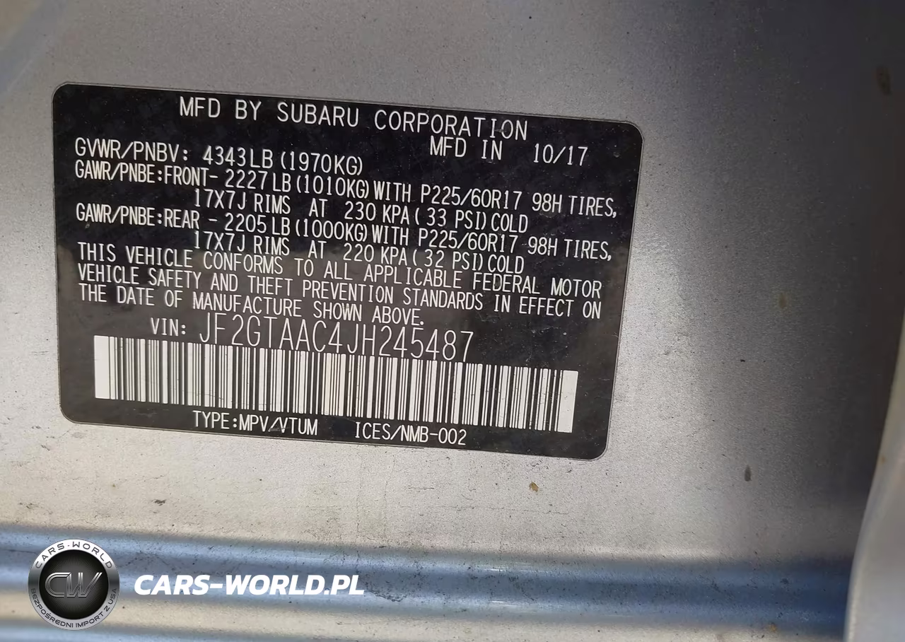 2018 Subaru Crosstrek 2.0I VIN:JF2GTAAC4JH245487 - 9
