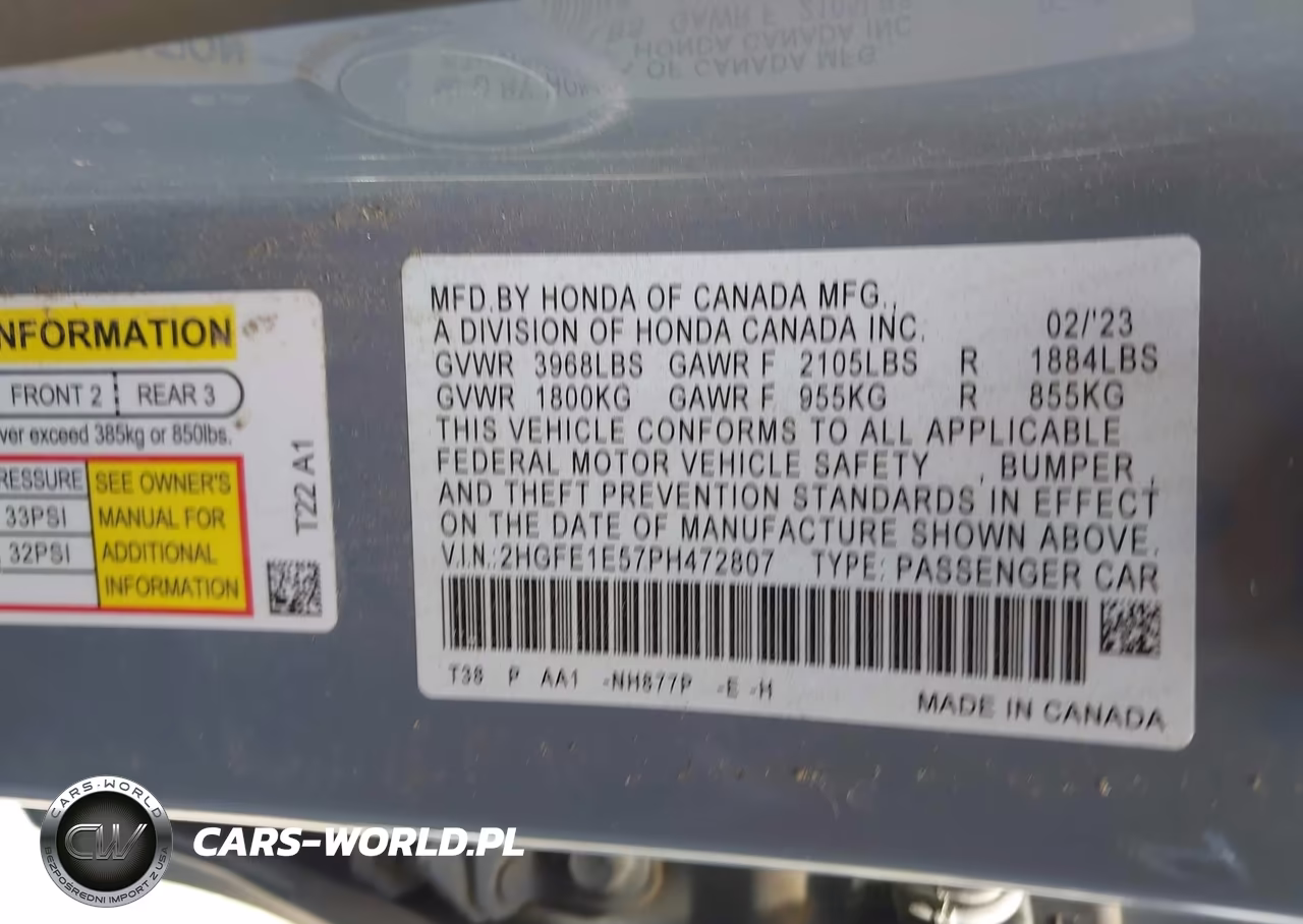 2023 Honda Civic Si Sedan VIN:2HGFE1E57PH472807 - 9