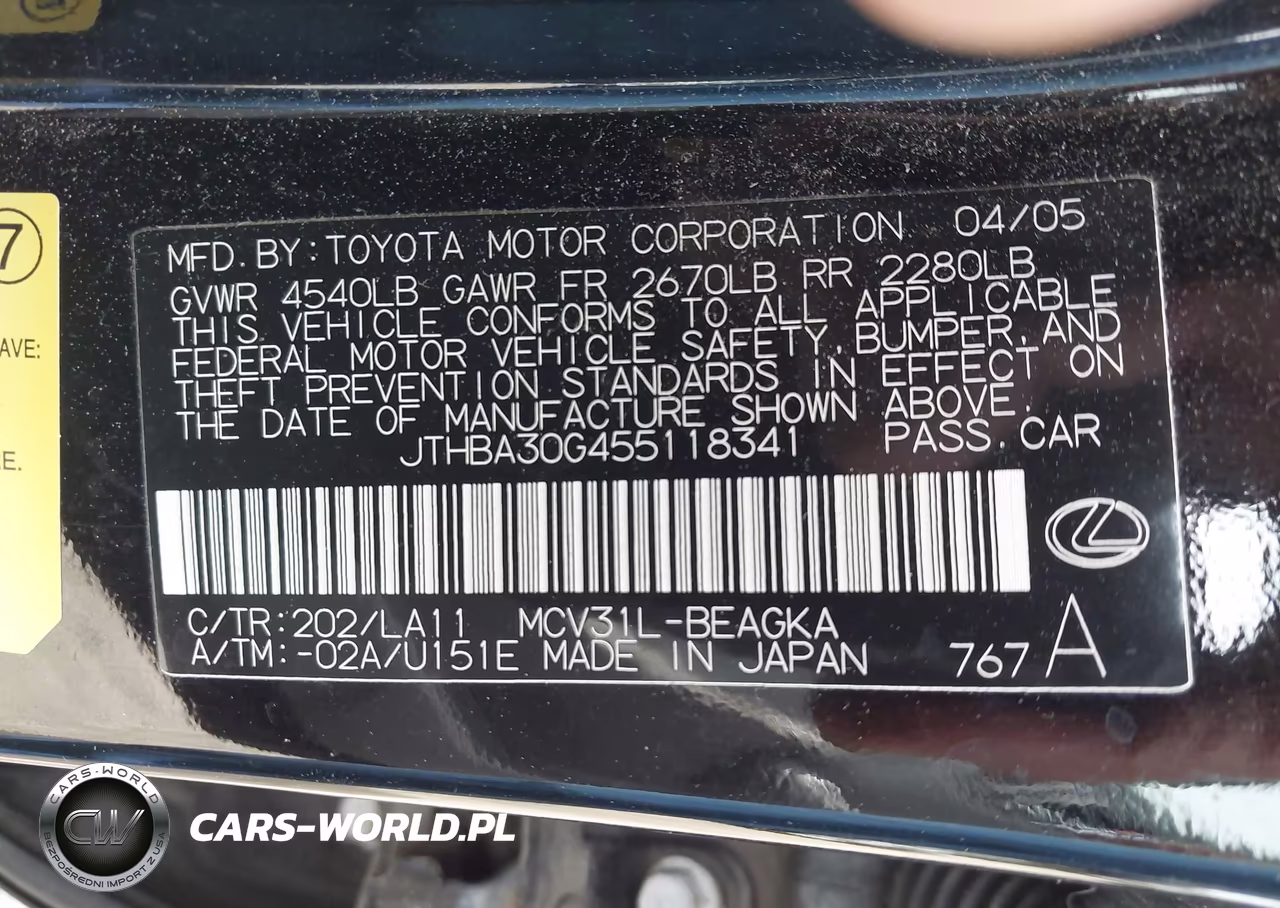 2005 Lexus Es 330 VIN:JTHBA30G455118341 - 9