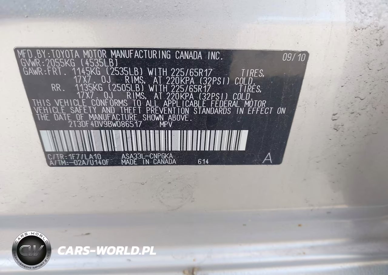 2011 Toyota Rav4 Limited VIN:2T3DF4DV9BW086517 - 9