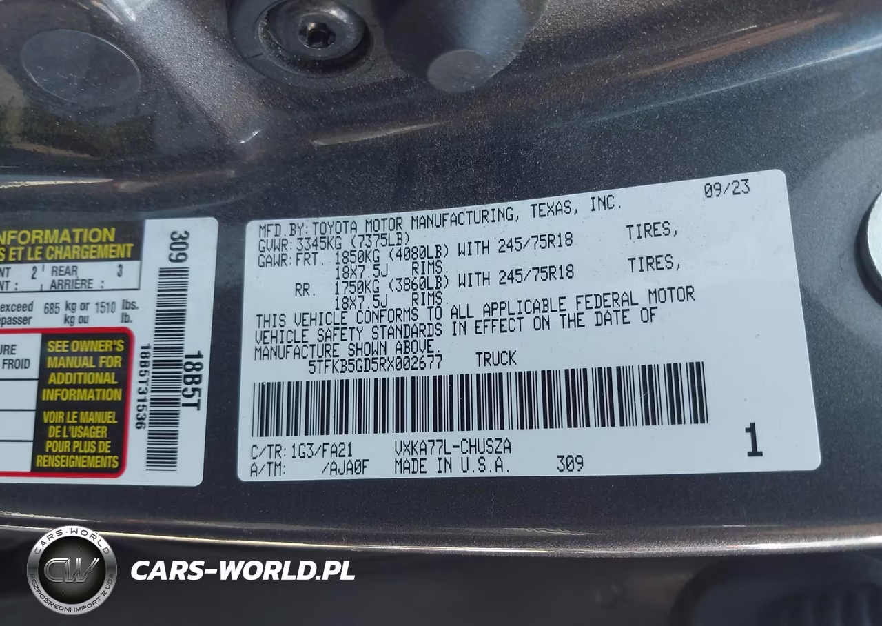 2024 Toyota Tundra Sr VIN:5TFKB5GD5RX002677 - 9