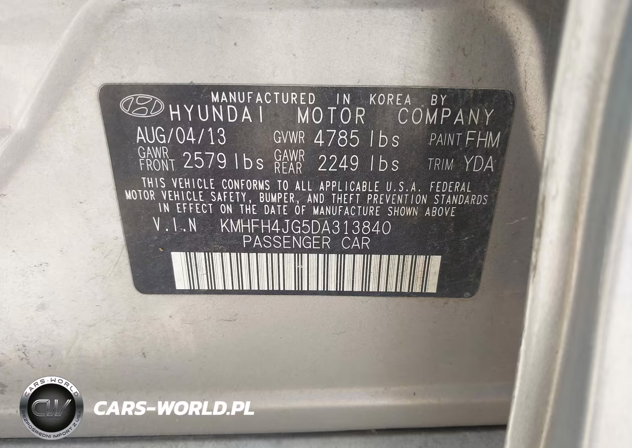 2013 Hyundai Azera VIN:KMHFH4JG5DA313840 - 9