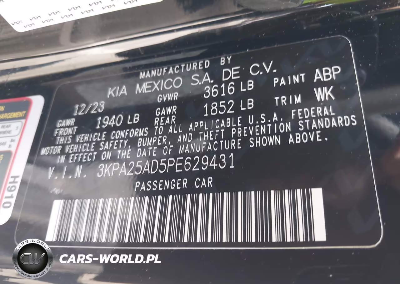 2023 Kia Rio 5-Door S VIN:3KPA25AD5PE629431 - 9