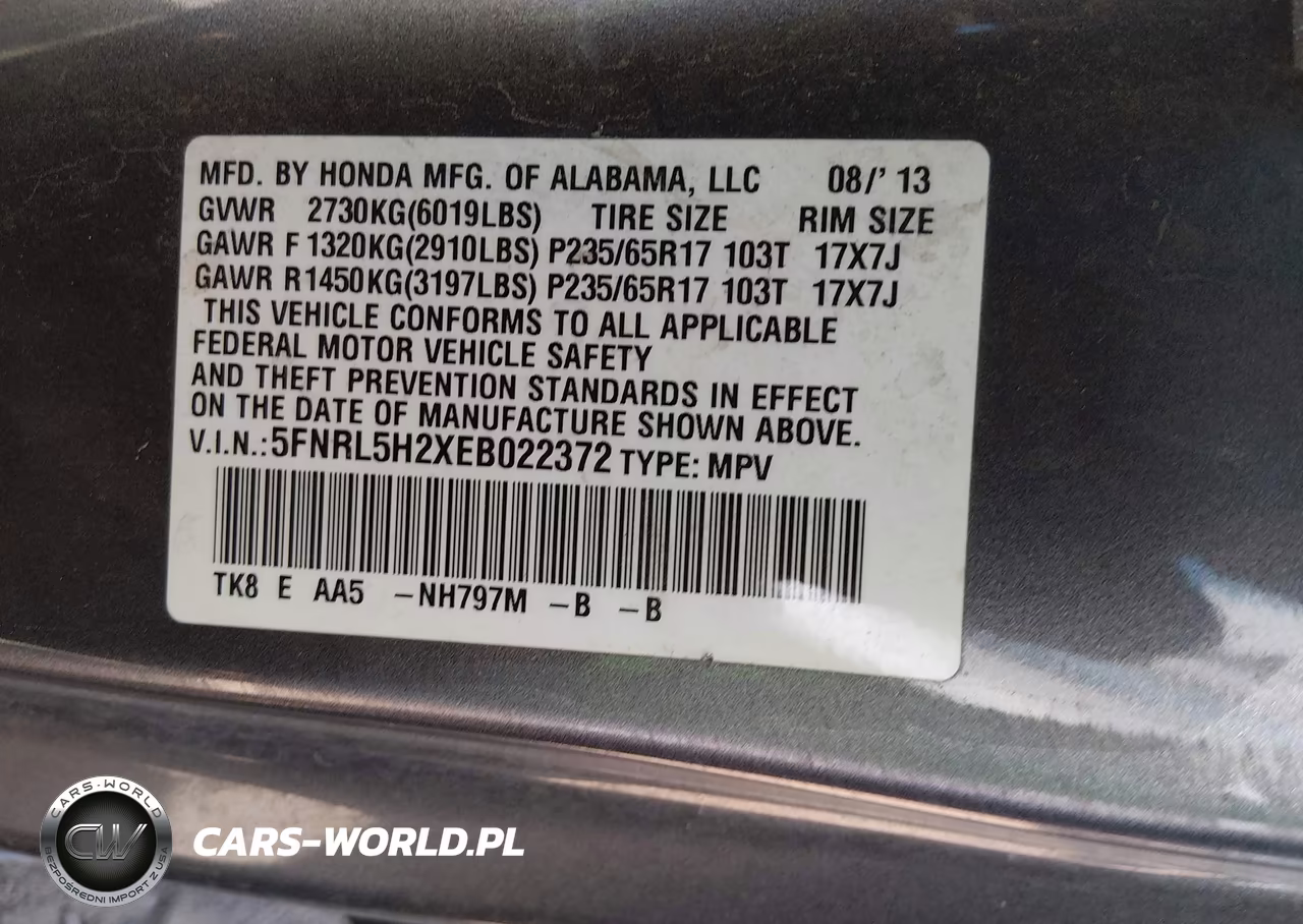 2014 Honda Odyssey Lx VIN:5FNRL5H2XEB022372 - 9