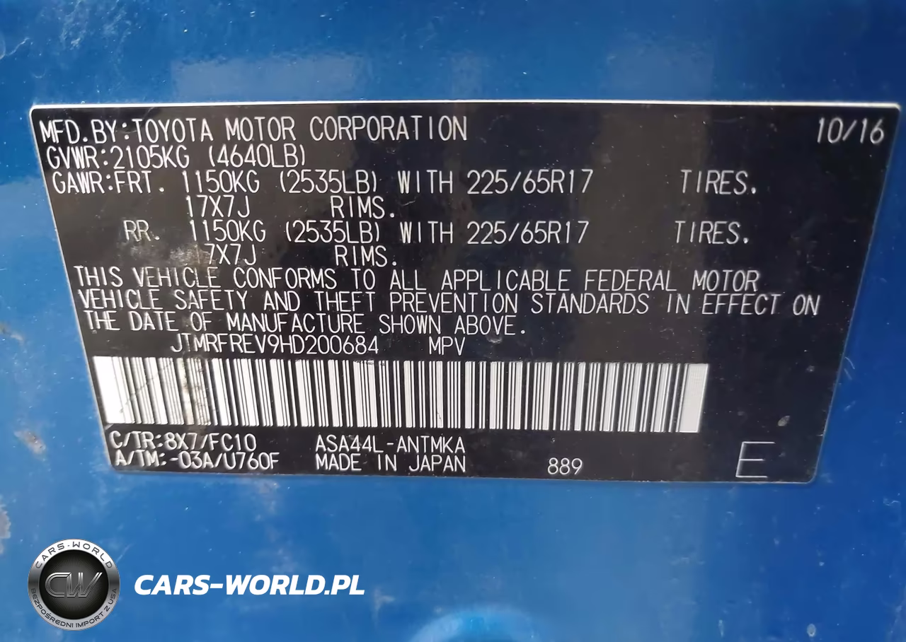 2017 Toyota Rav4 Xle VIN:JTMRFREV9HD200684 - 9