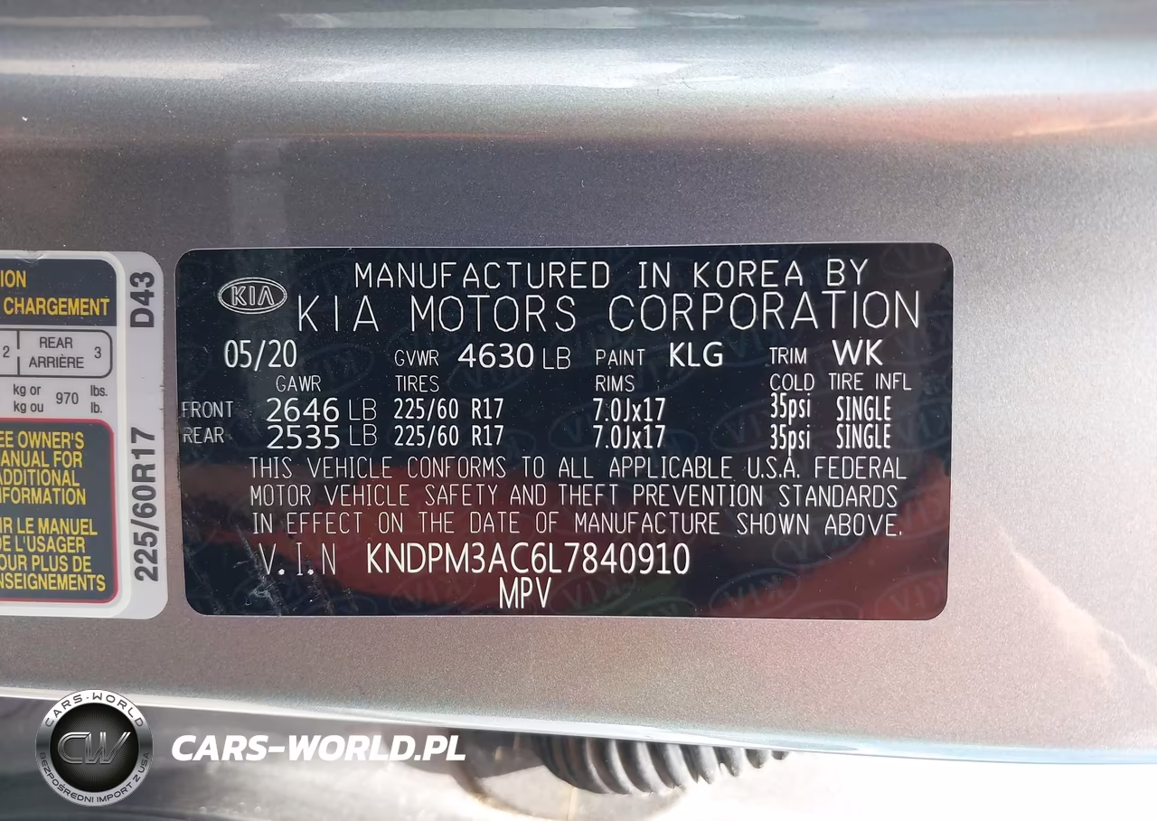 2020 Kia Sportage Lx VIN:KNDPM3AC6L7840910 - 9