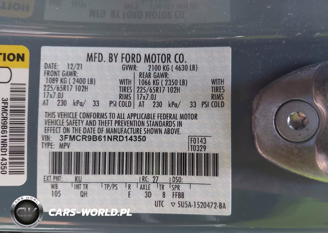 2022 Ford Bronco Sport Big Bend VIN:3FMCR9B61NRD14350 - 9