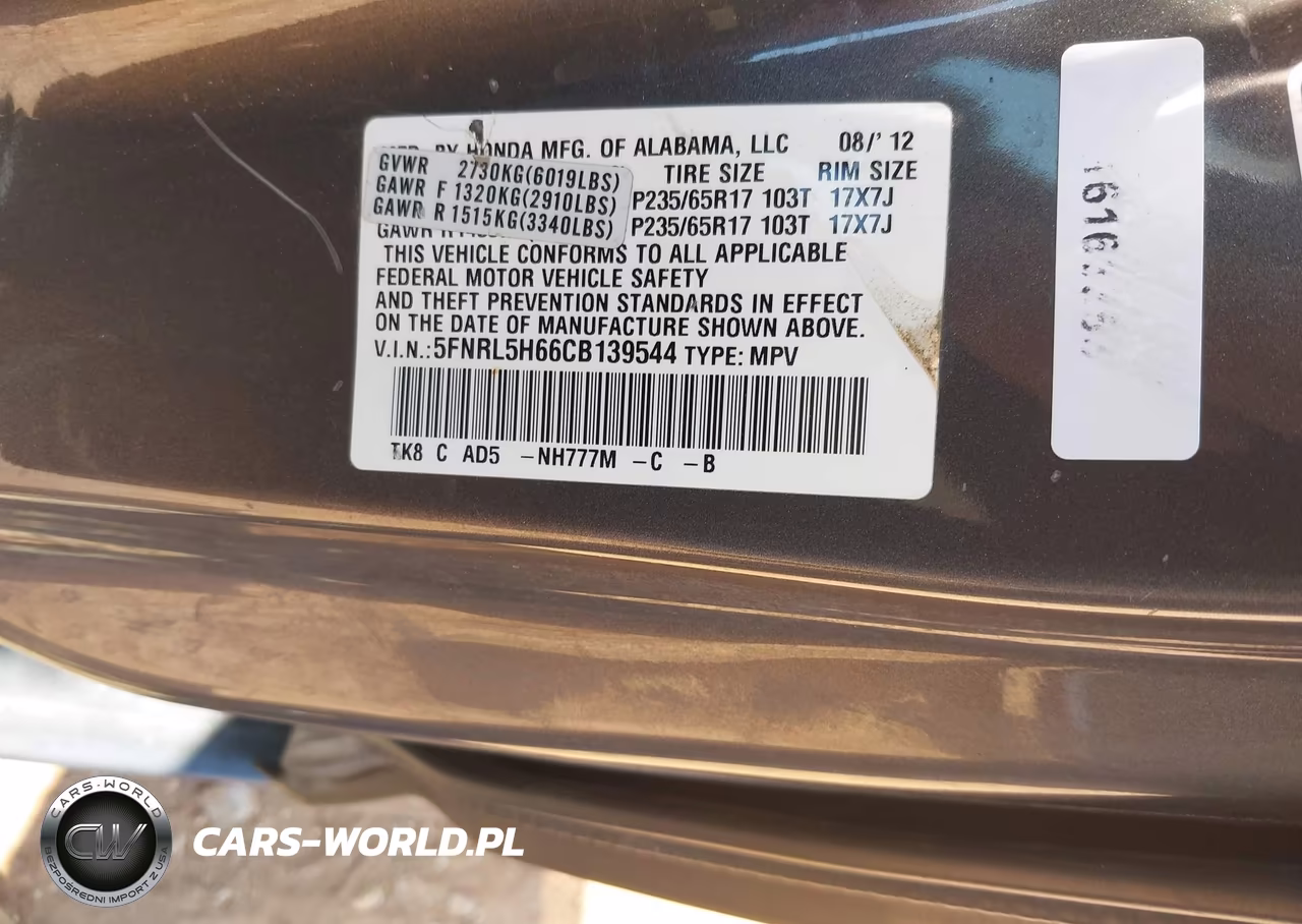2012 Honda Odyssey Ex-L VIN:5FNRL5H66CB139544 - 9
