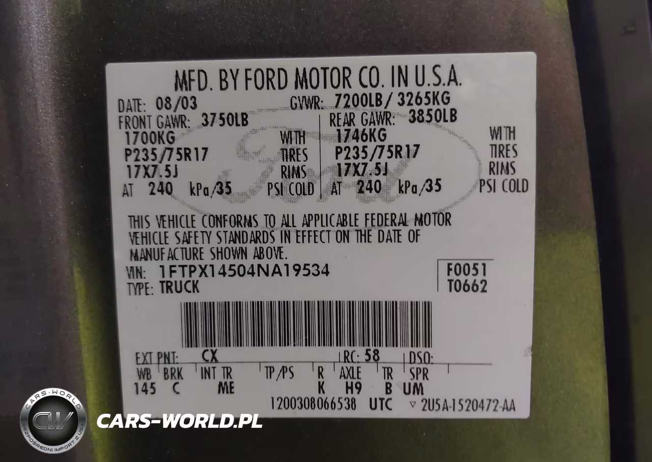 2004 Ford F-150 Fx4-Lariat-Xl-Xlt VIN:1FTPX14504NA19534 - 9