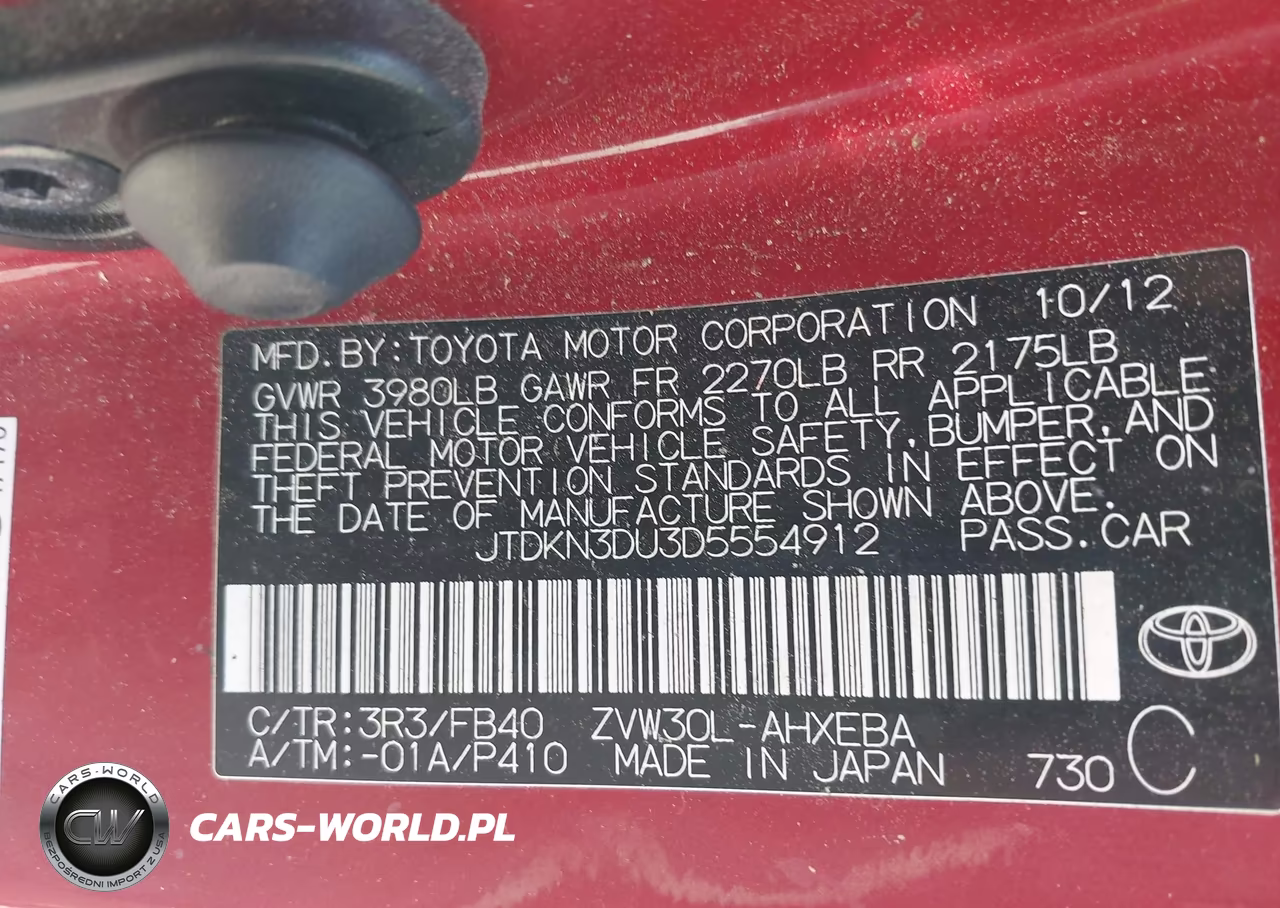2013 Toyota Prius Two VIN:JTDKN3DU3D5554912 - 9