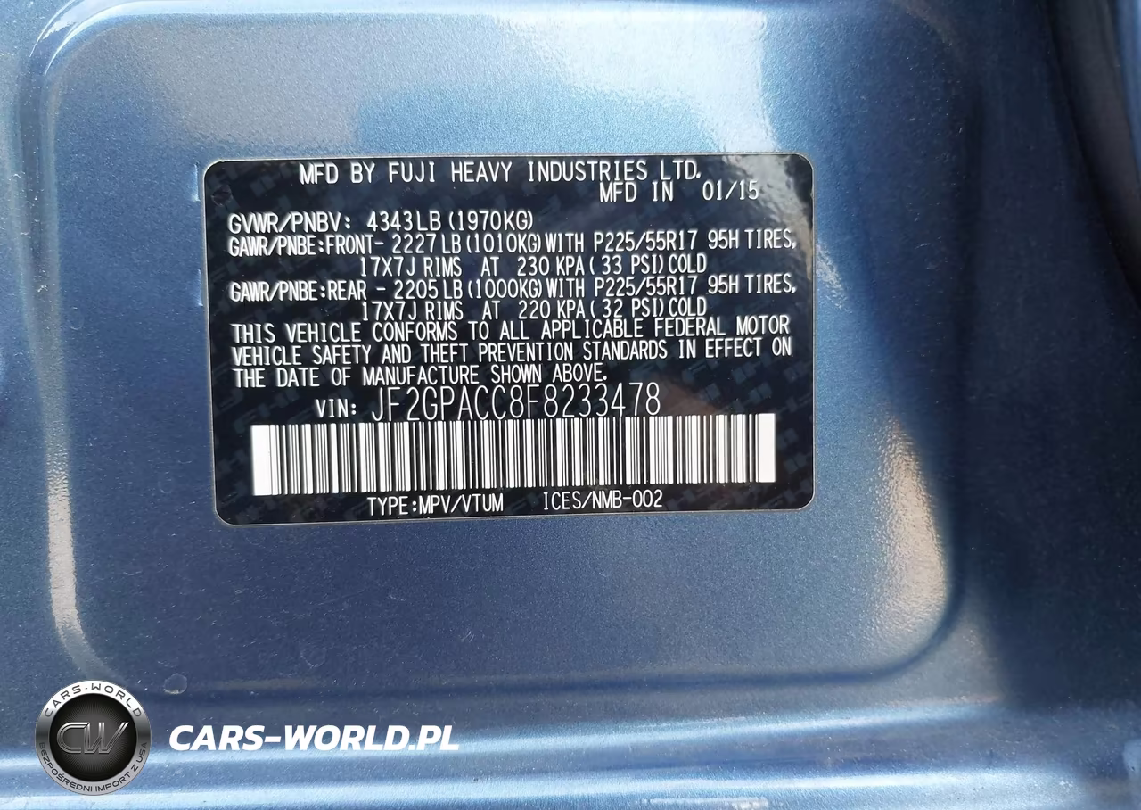 2015 Subaru Xv Crosstrek 2.0I Premium VIN:JF2GPACC8F8233478 - 9
