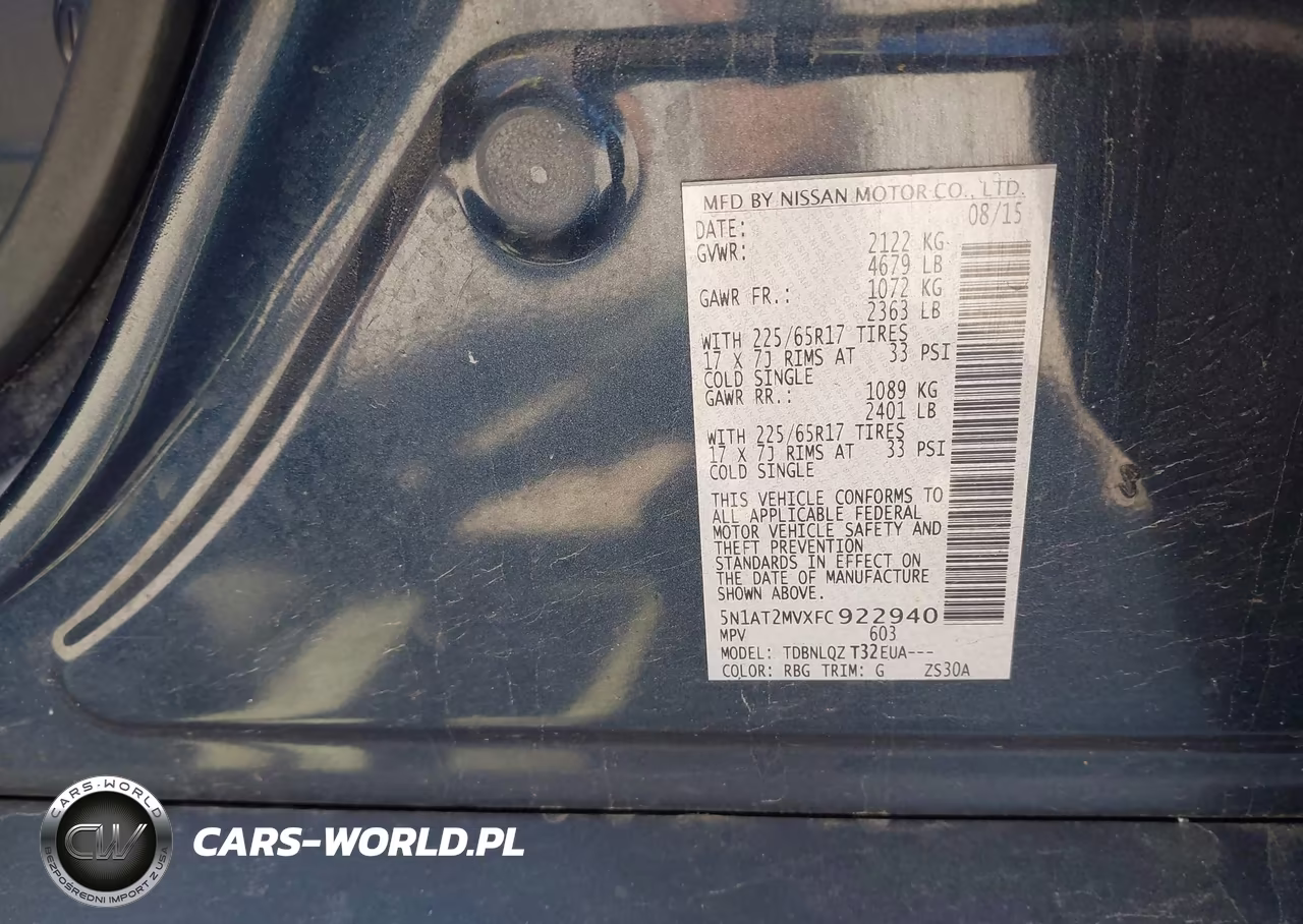 2015 Nissan Rogue Sv VIN:5N1AT2MVXFC922940 - 9