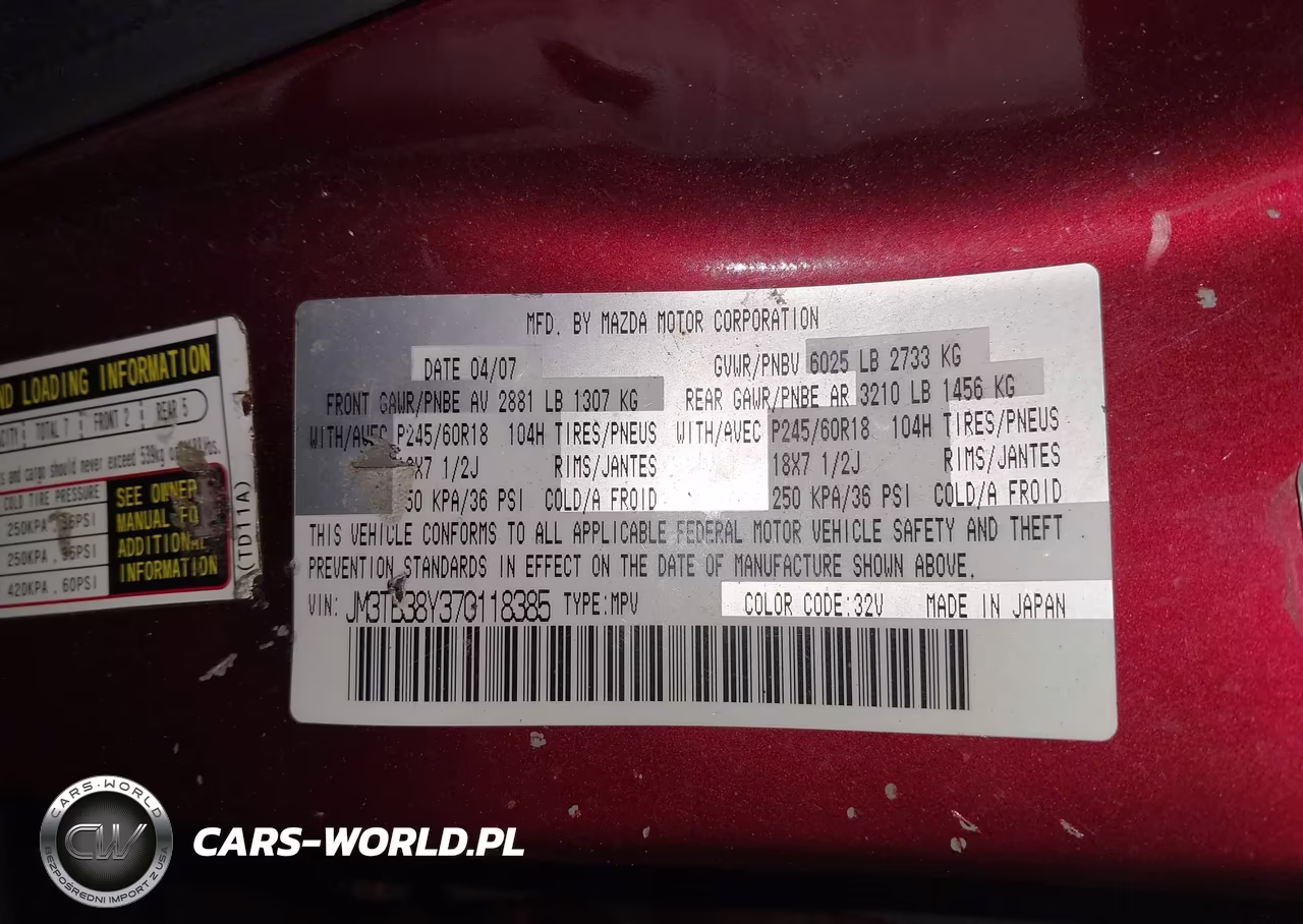 2007 Mazda Cx-9 Sport VIN:JM3TB38Y370118385 - 9