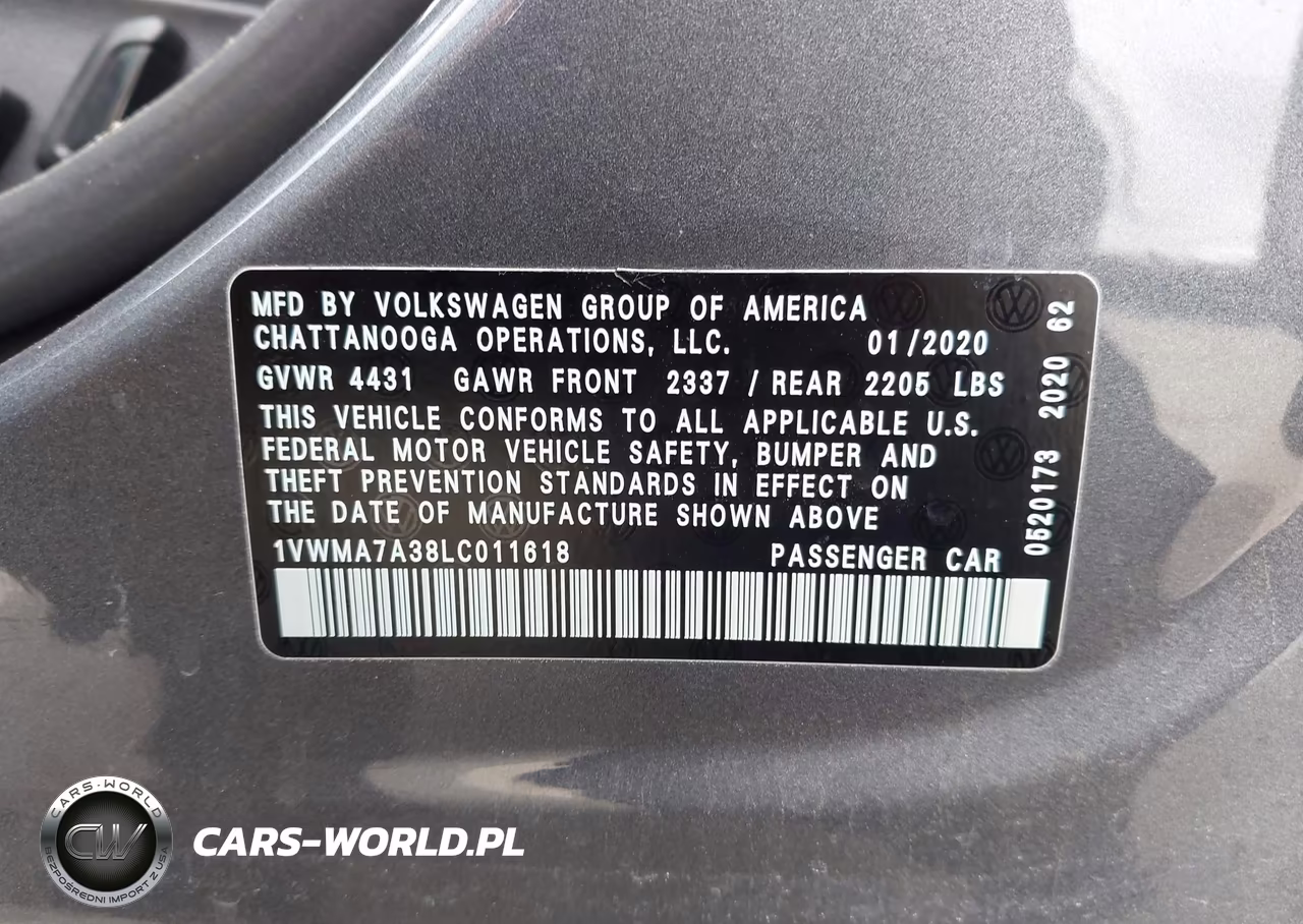 2020 Volkswagen Passat 2.0T R-Line VIN:1VWMA7A38LC011618 - 9