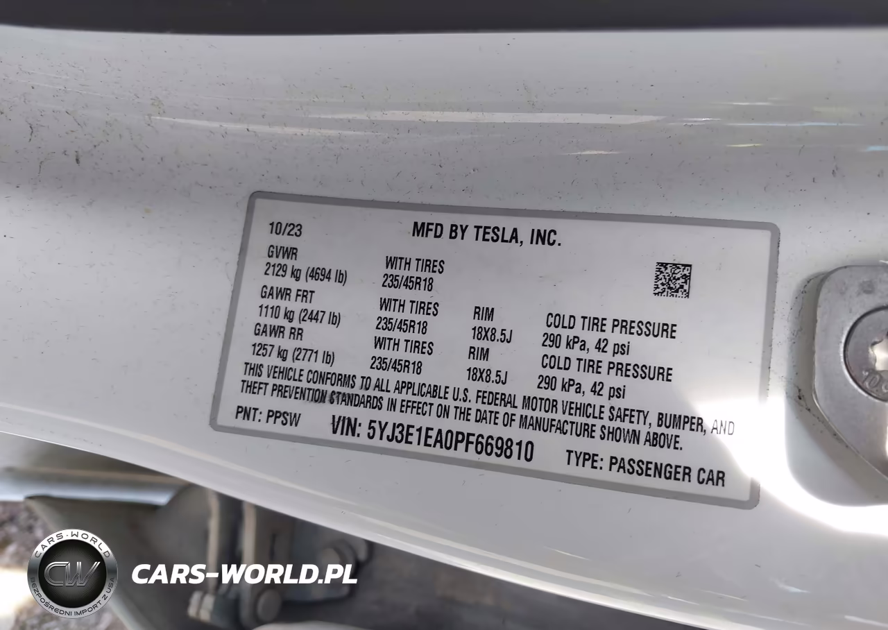 2023 Tesla Model 3 Rear-Wheel Drive VIN:5YJ3E1EA0PF669810 - 9