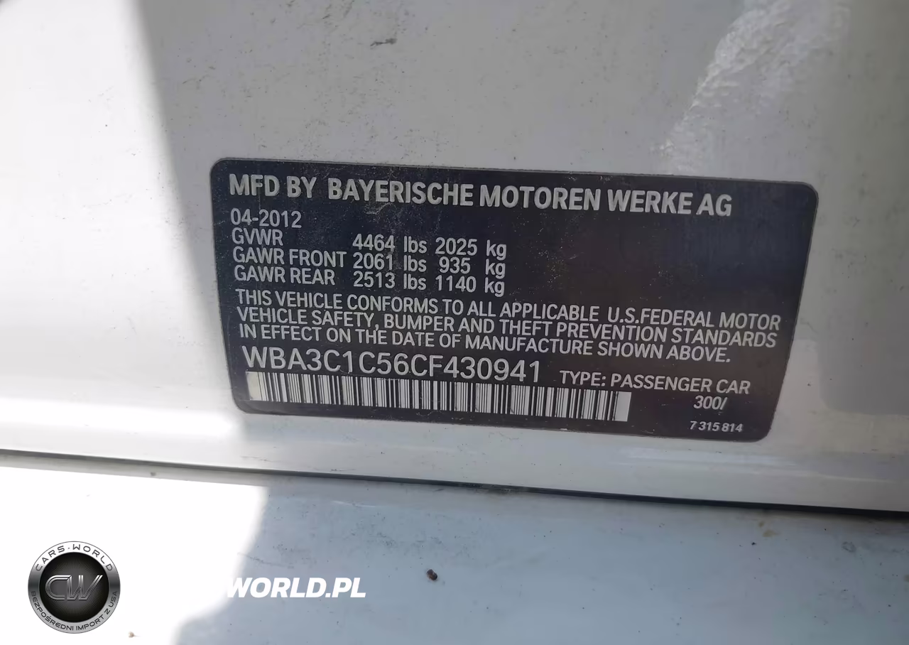 2012 BMW 328I VIN:WBA3C1C56CF430941 - 9