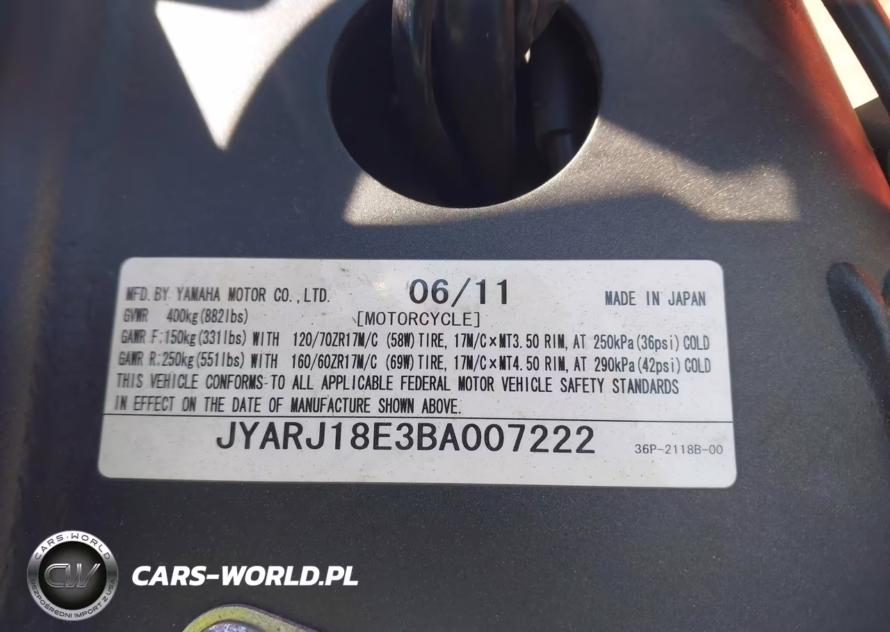 2011 Yamaha Fz6 R VIN:JYARJ18E3BA007222 - 10