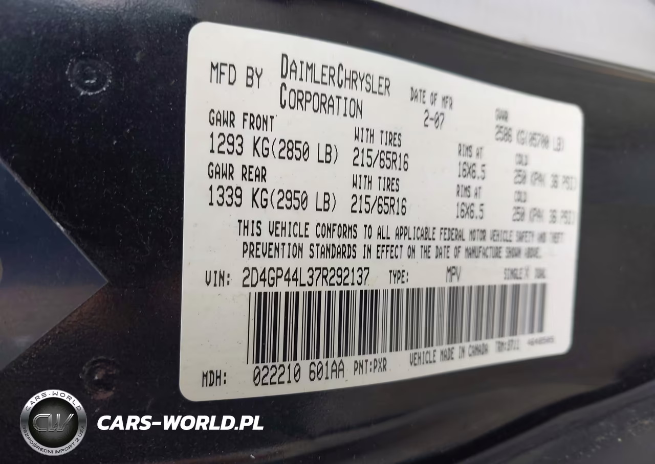 2007 Dodge Grand Caravan Sxt VIN:2D4GP44L37R292137 - 9