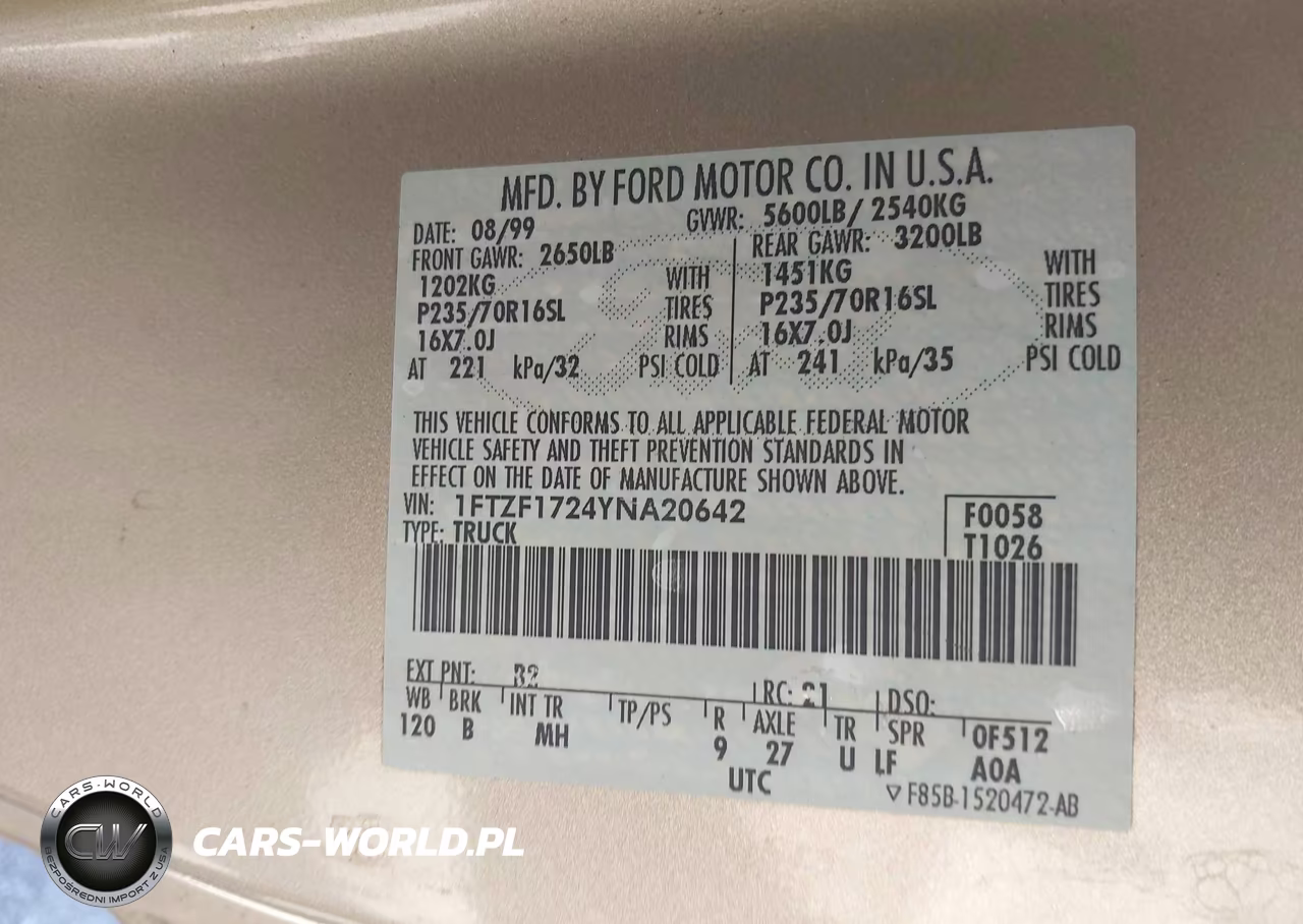 2000 Ford F-150 Work Series-Xl-Xlt VIN:1FTZF1724YNA20642 - 9