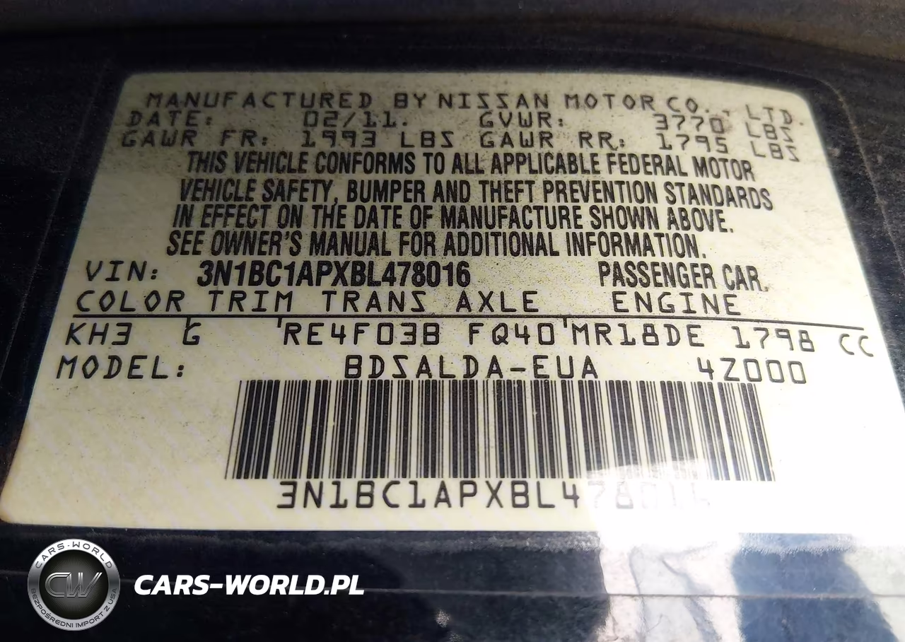 2011 Nissan Versa 1.8S VIN:3N1BC1APXBL478016 - 9