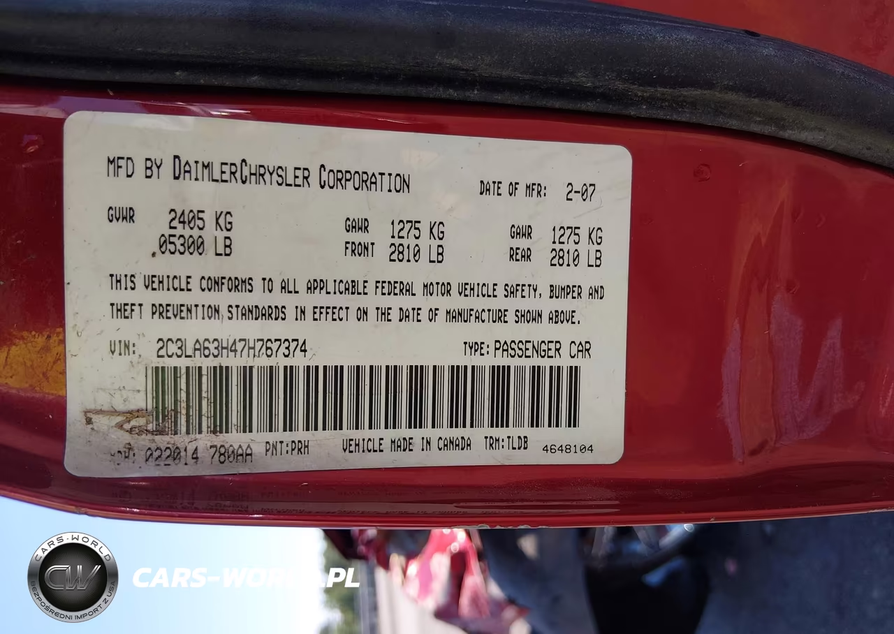 2007 Chrysler 300C VIN:2C3LA63H47H767374 - 9