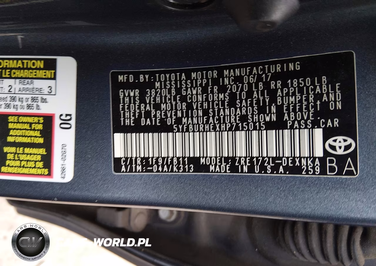 2017 Toyota Corolla Le VIN:5YFBURHEXHP715015 - 9
