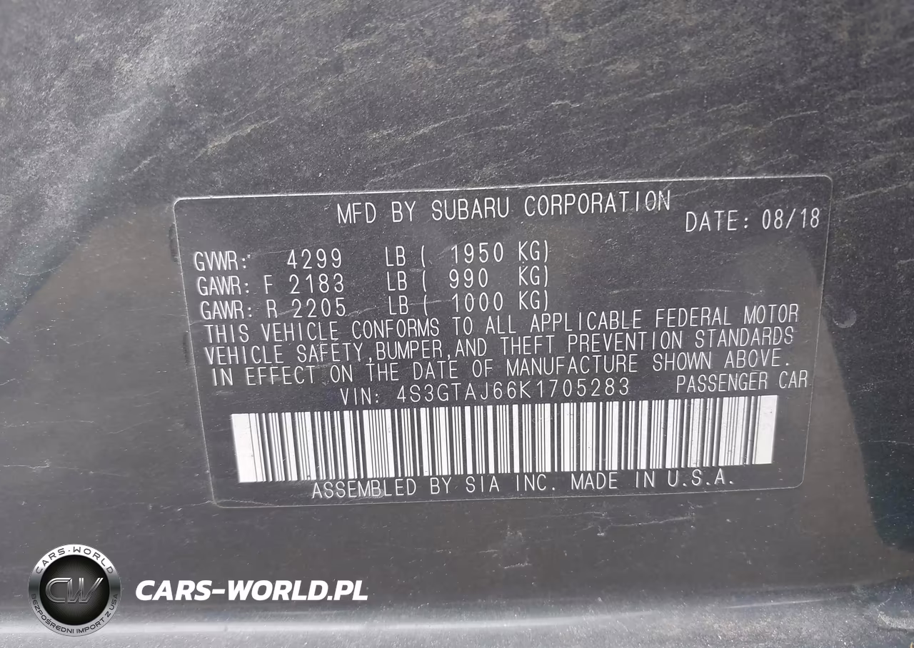 2019 Subaru Impreza 2.0I Sport VIN:4S3GTAJ66K1705283 - 9