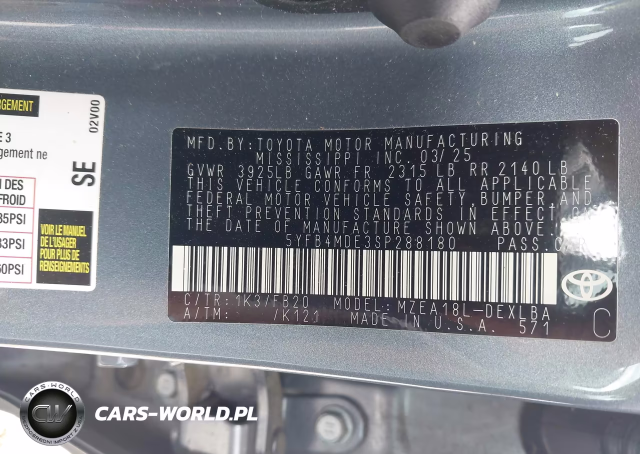 2025 Toyota Corolla Le VIN:5YFB4MDE3SP288180 - 9
