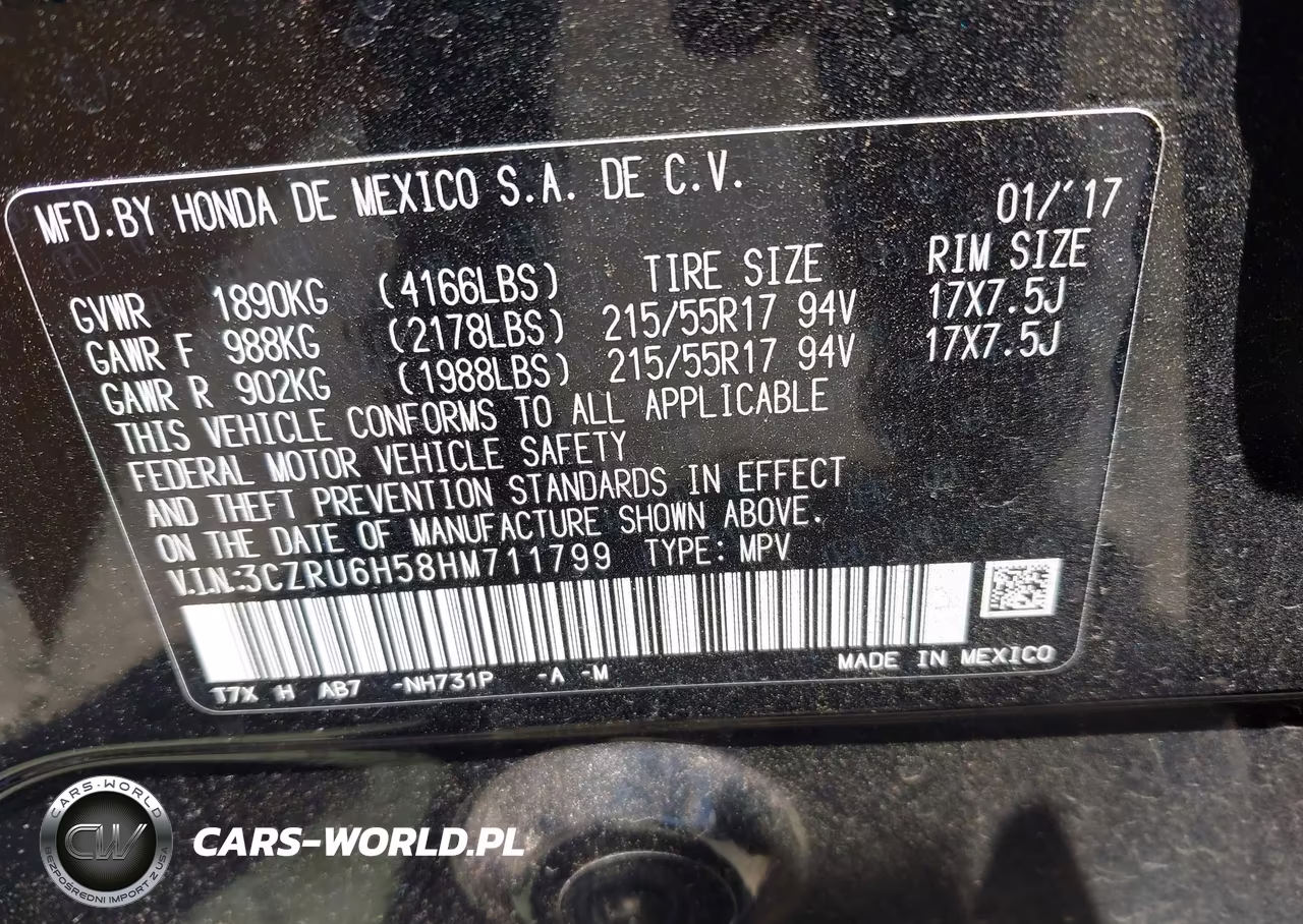 2017 Honda Hr-V Ex VIN:3CZRU6H58HM711799 - 9