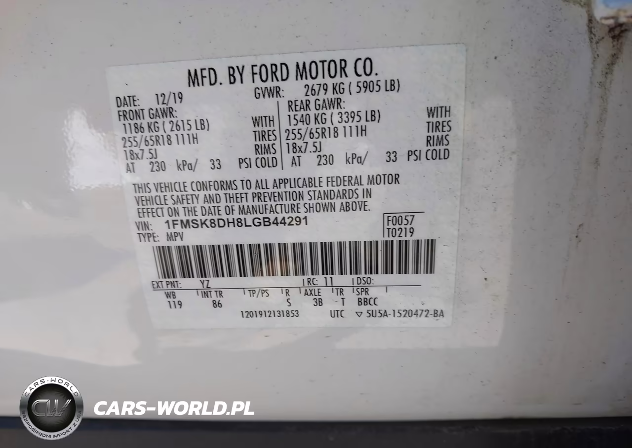 2020 Ford Explorer Xlt VIN:1FMSK8DH8LGB44291 - 8
