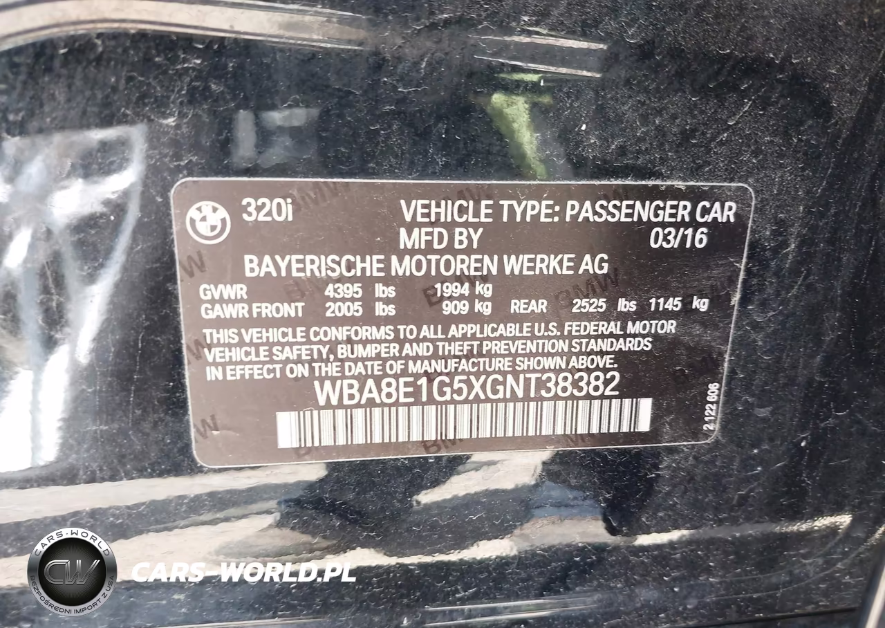 2016 BMW 320I VIN:WBA8E1G5XGNT38382 - 9