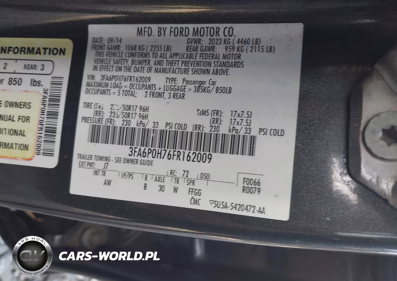 2015 Ford Fusion Se VIN:3FA6P0H76FR162009 - 9