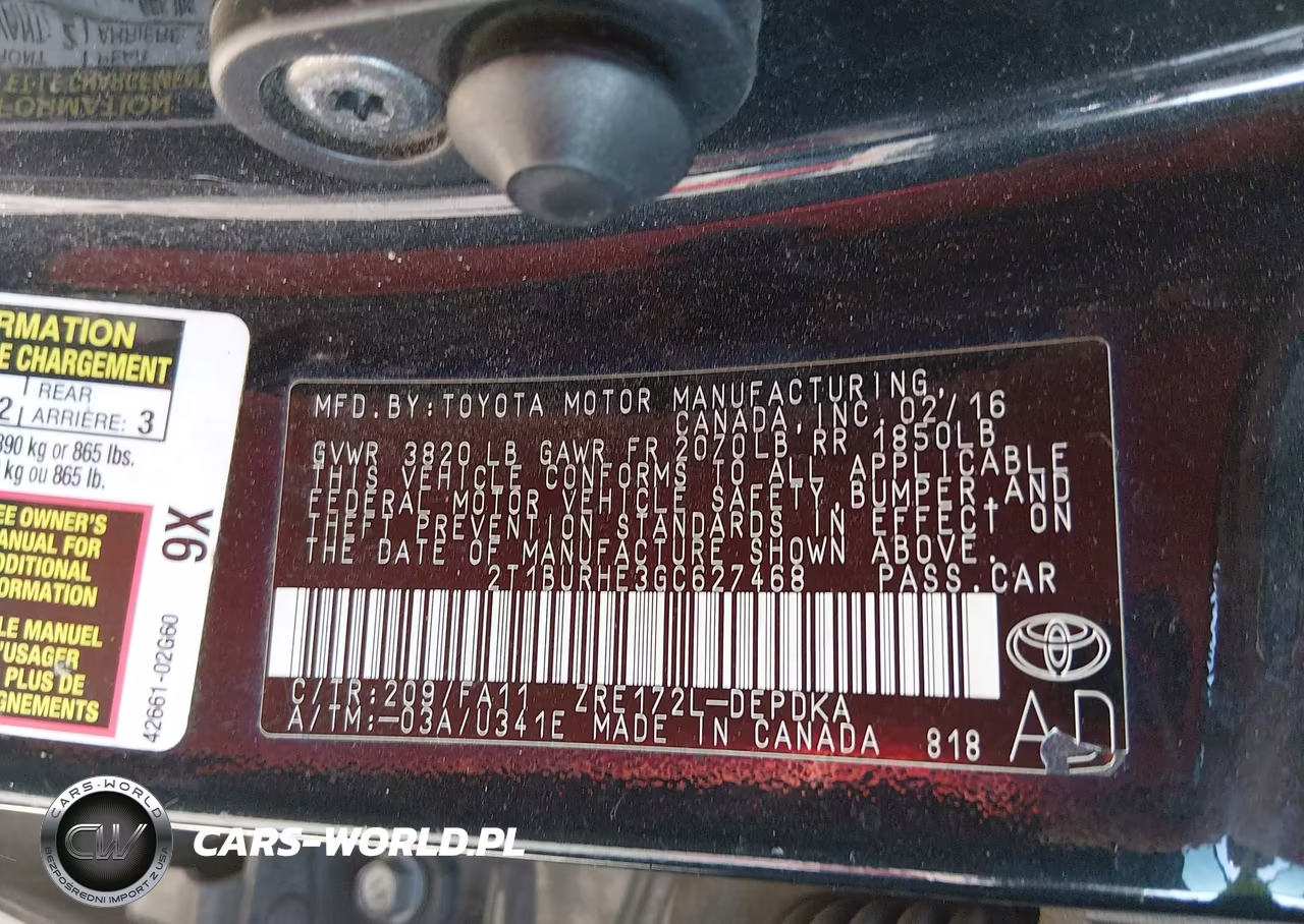 2016 Toyota Corolla L VIN:2T1BURHE3GC627468 - 9