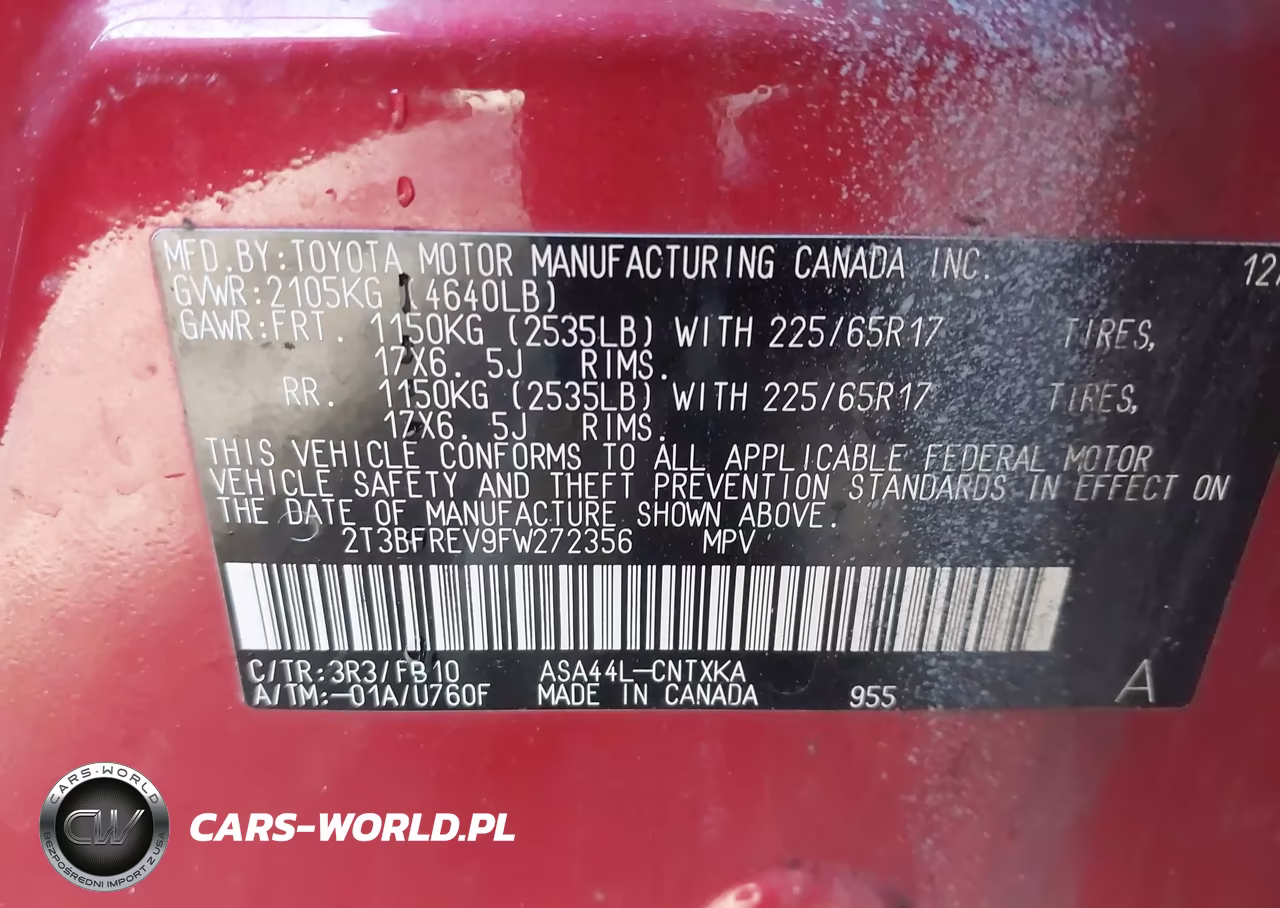 2015 Toyota Rav4 Le VIN:2T3BFREV9FW272356 - 9