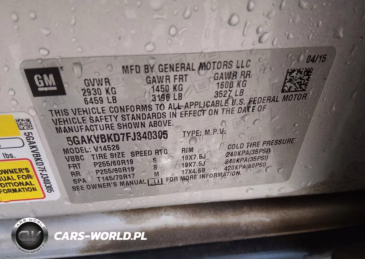 2015 Buick Enclave Leather VIN:5GAKVBKD7FJ340305 - 9