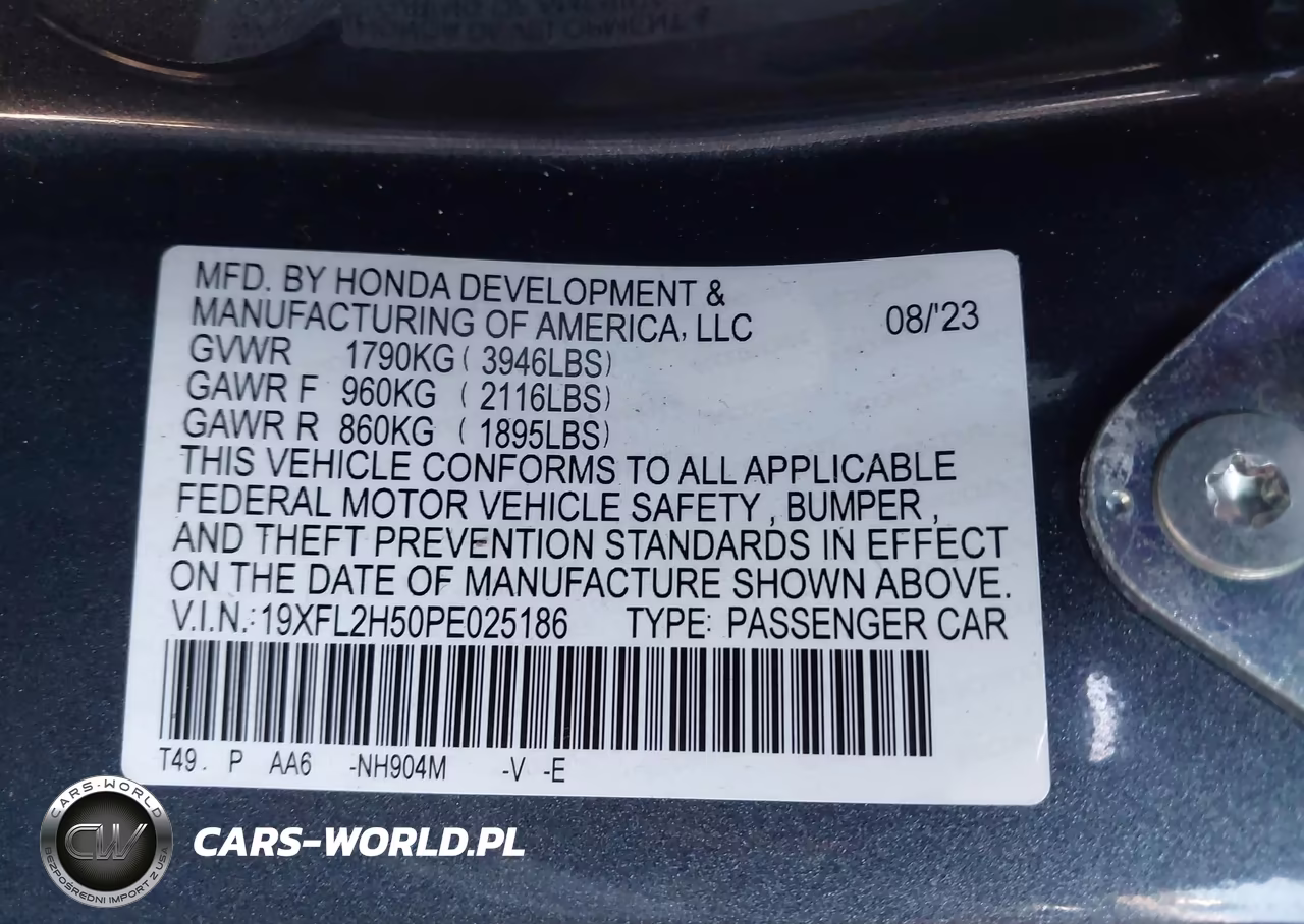 2023 Honda Civic Lx VIN:19XFL2H50PE025186 - 9