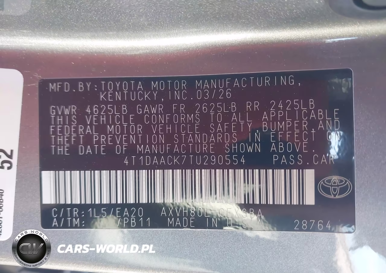 2026 Toyota Camry Se VIN:4T1DAACK7TU290554 - 9