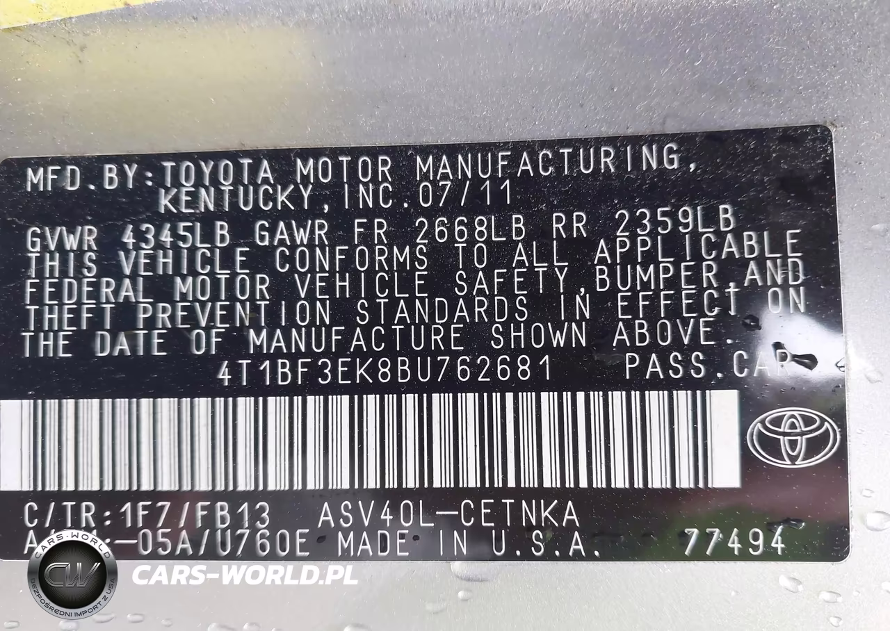 2011 Toyota Camry Le VIN:4T1BF3EK8BU762681 - 9
