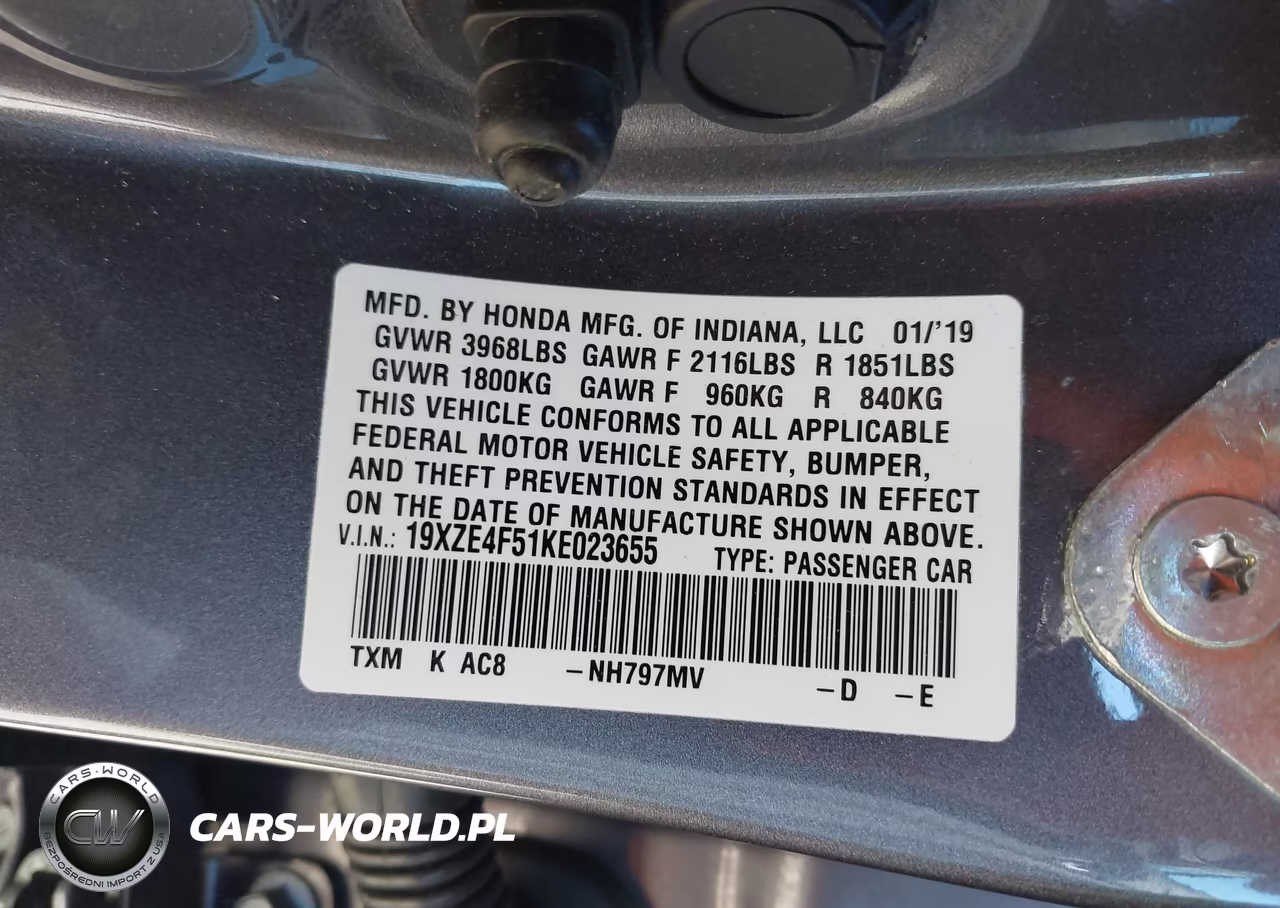 2019 Honda Insight Ex VIN:19XZE4F51KE023655 - 9