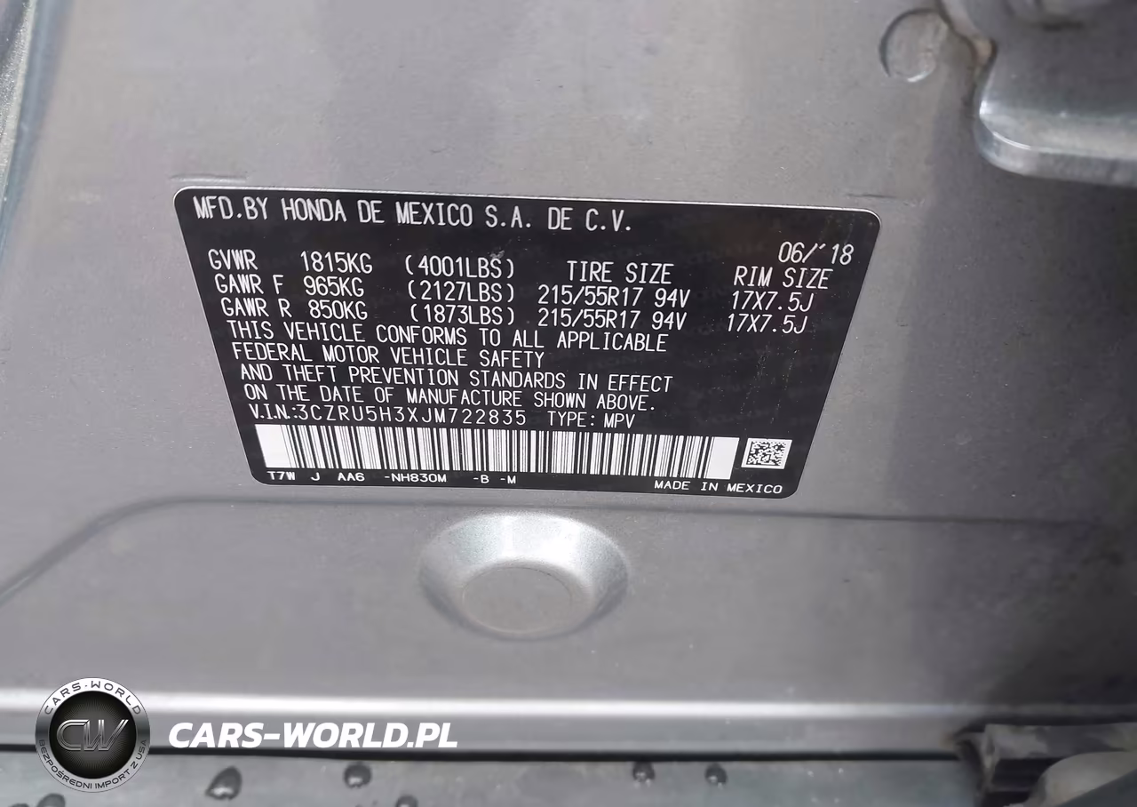 2018 Honda Hr-V Lx VIN:3CZRU5H3XJM722835 - 9