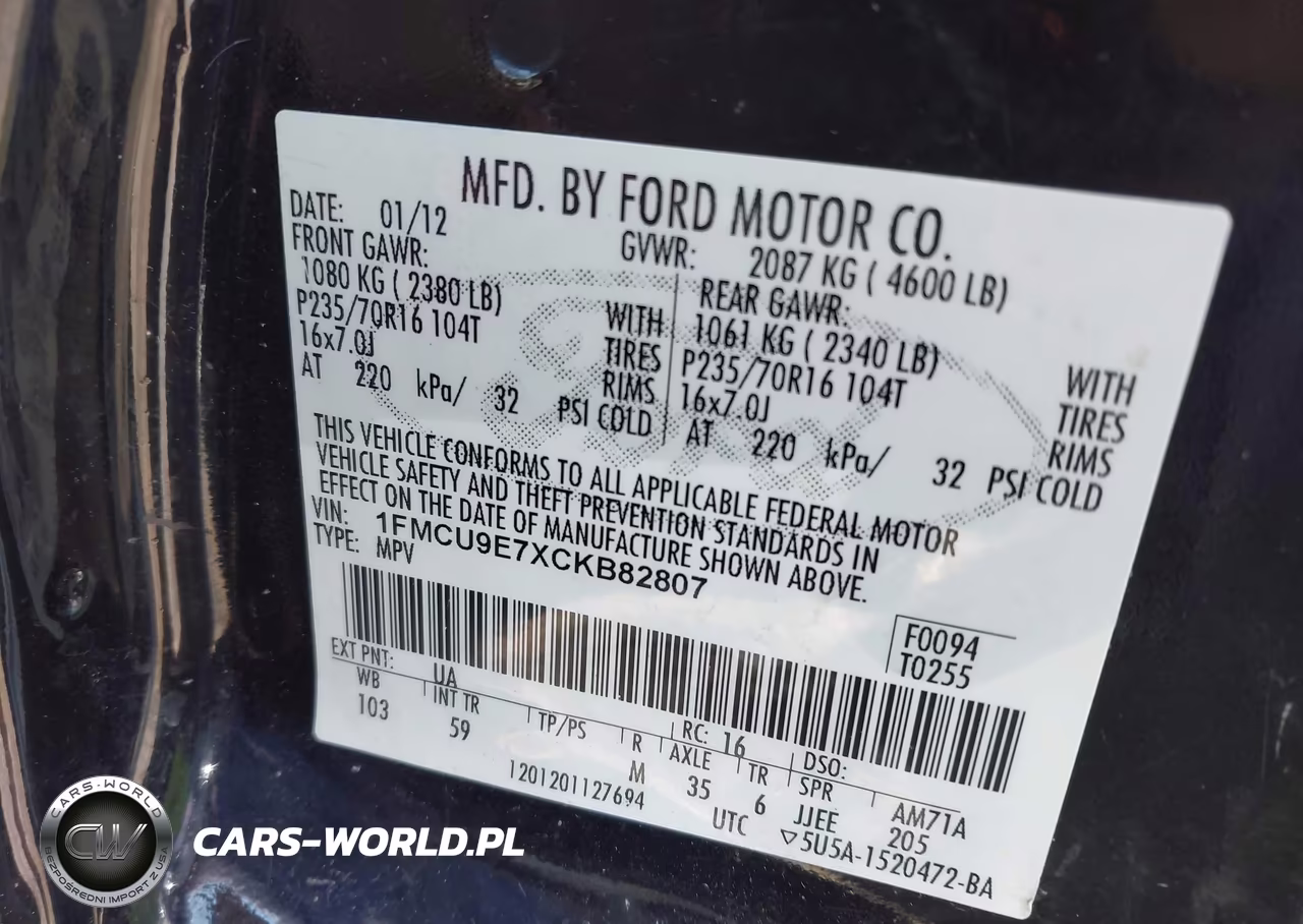 2012 Ford Escape Limited VIN:1FMCU9E7XCKB82807 - 9