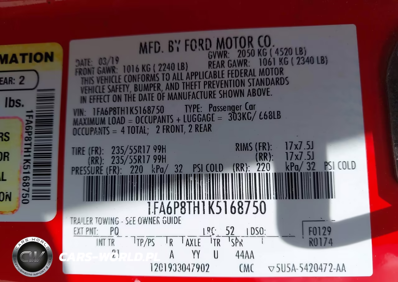 2019 Ford Mustang Ecoboost VIN:1FA6P8TH1K5168750 - 9