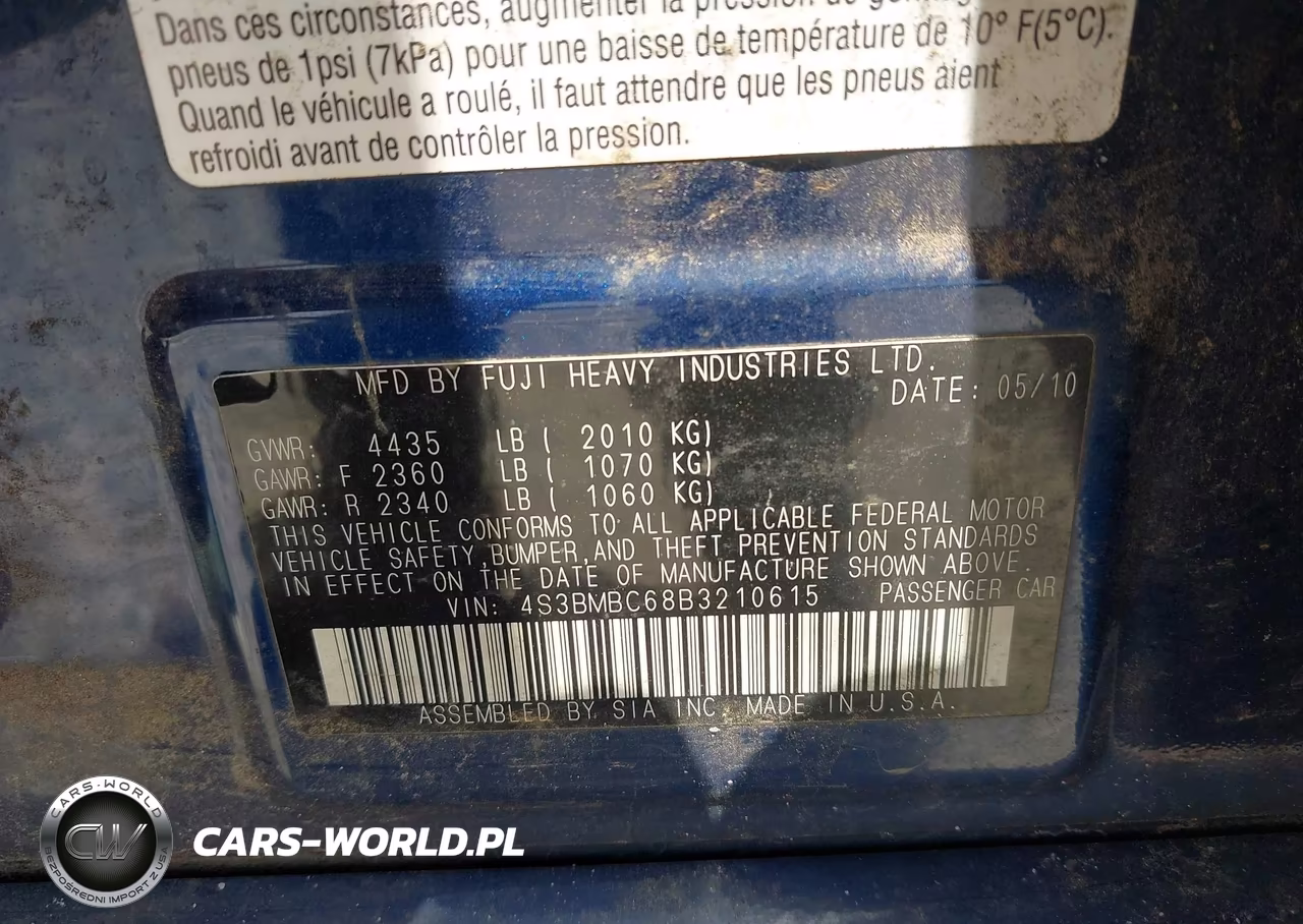 2011 Subaru Legacy 2.5I Premium VIN:4S3BMBC68B3210615 - 9