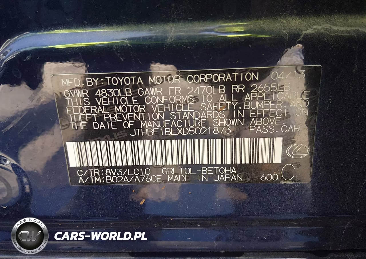 2013 Lexus Gs 350 VIN:JTHBE1BLXD5021873 - 9