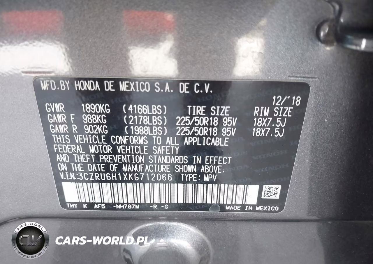 2019 Honda Hr-V Sport VIN:3CZRU6H1XKG712066 - 9