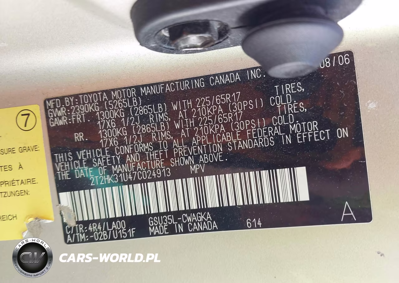 2007 Lexus Rx 350 VIN:2T2HK31U47C024913 - 9